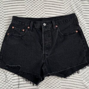 Black High-Rise Levi’s 501 Denim Cutoff Shorts - Women